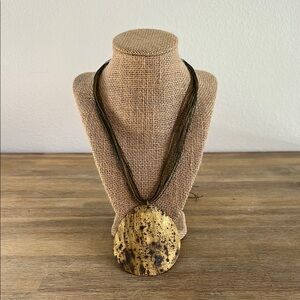 NWT Tarnished Gold Sculptural Pendant Necklace